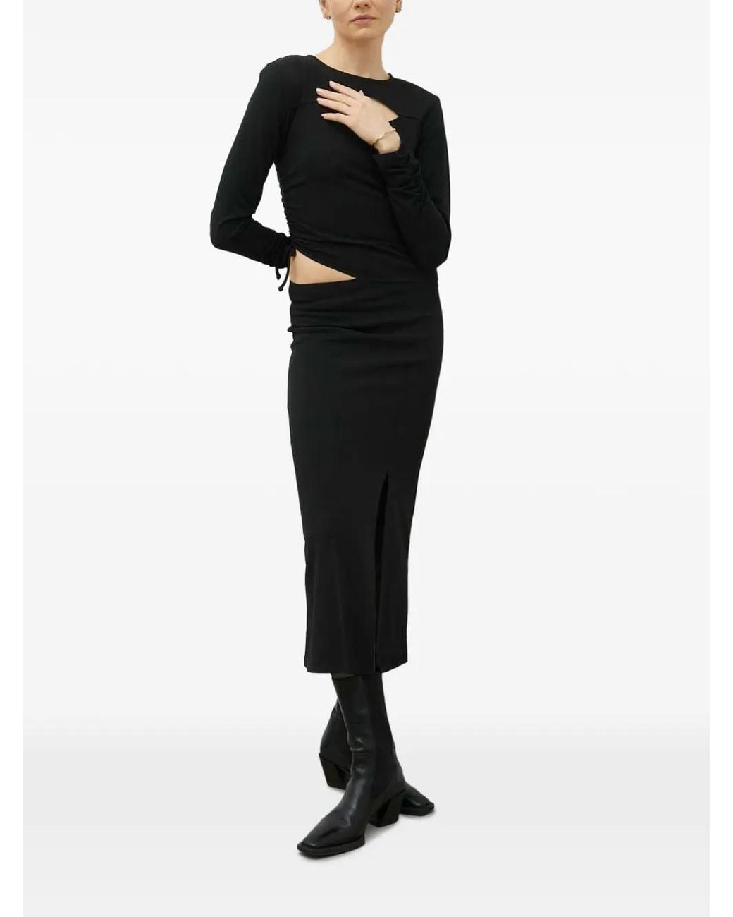 Gestuz Gesmockte Midi-Jurk in het Black