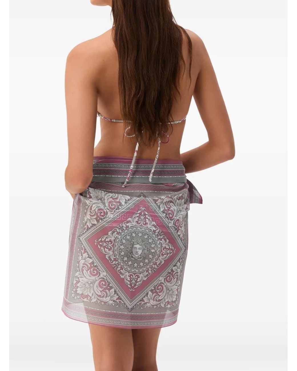 Versace Gray Barocco-Pattern Sarong