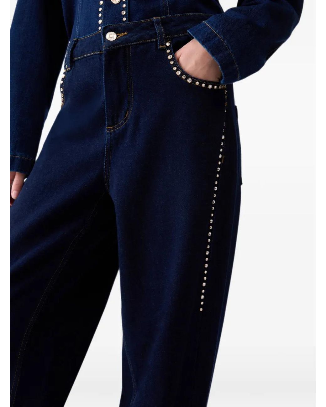 Liu Jo Blue High-Waisted Jeans With Rhinestones