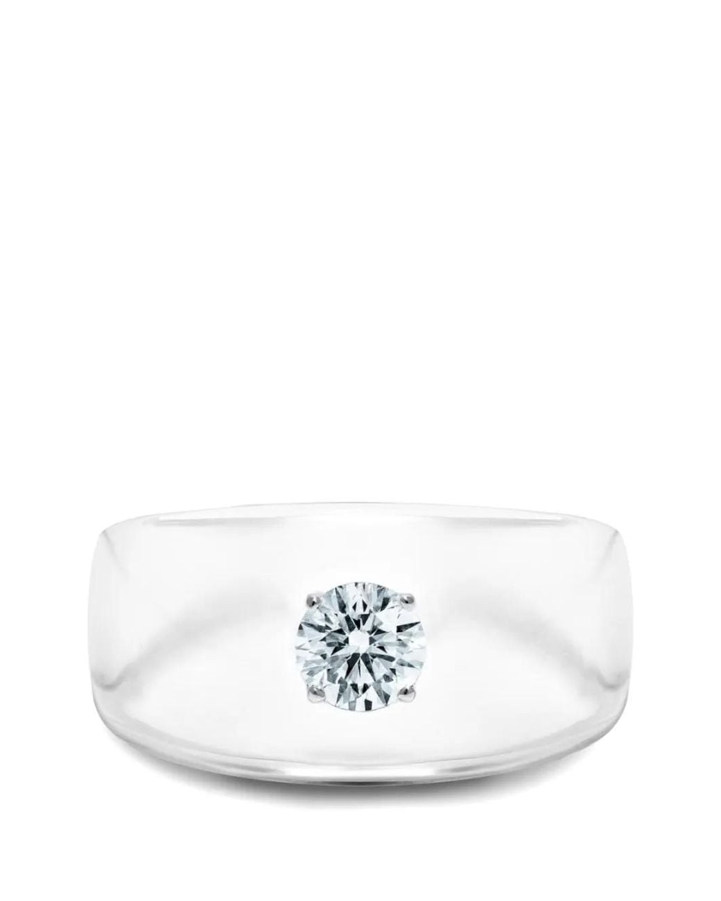SOLO for Diamonds White Chevalière Épaisse À Diamants