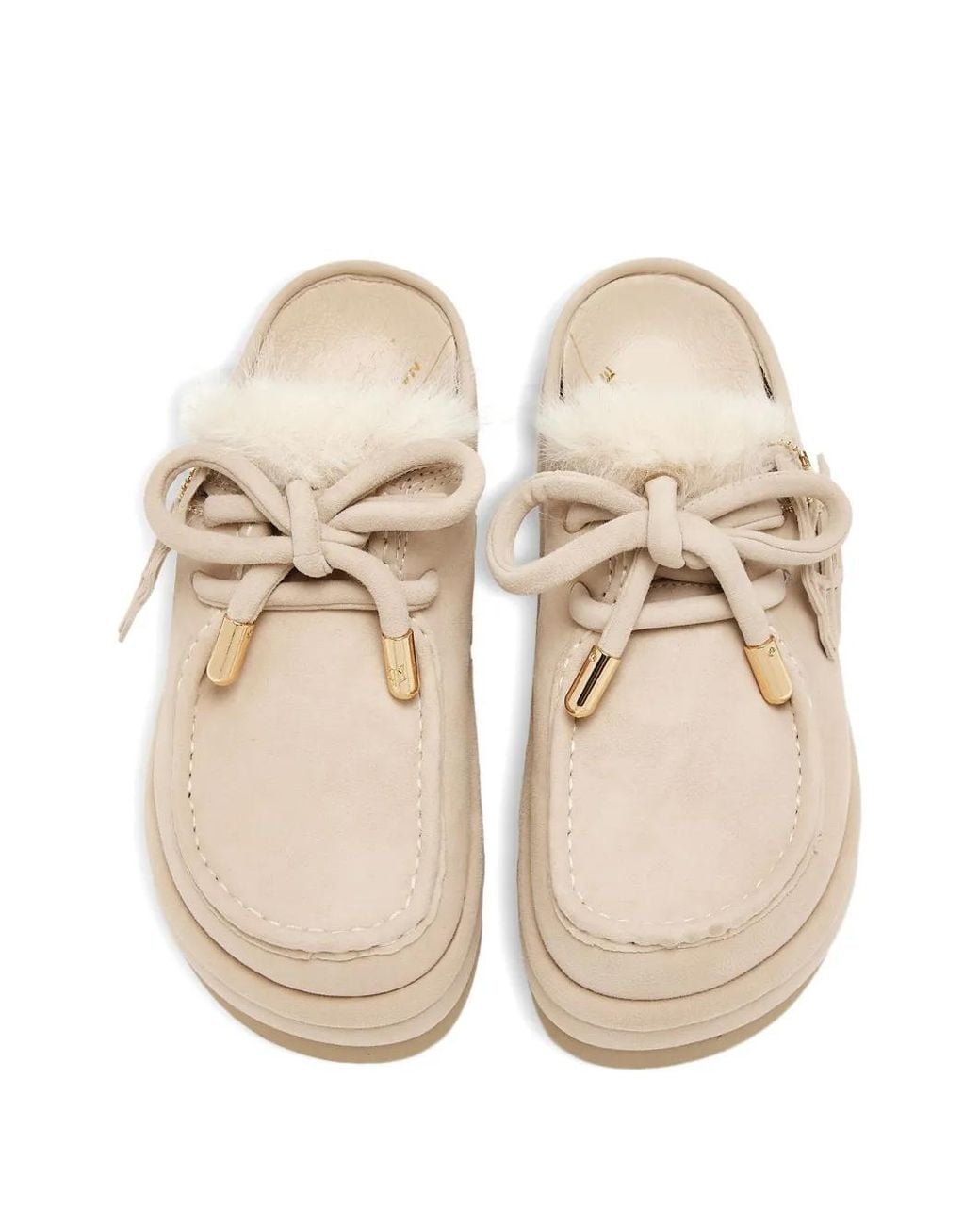 Naked Wolfe White Blizzard Faux Fur-Trimmed Platform Mules