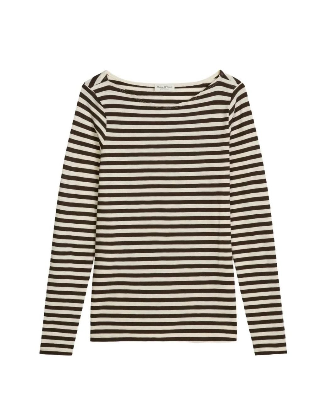 Marc O' Polo Black T-Shirt Rayé À Manches Longues