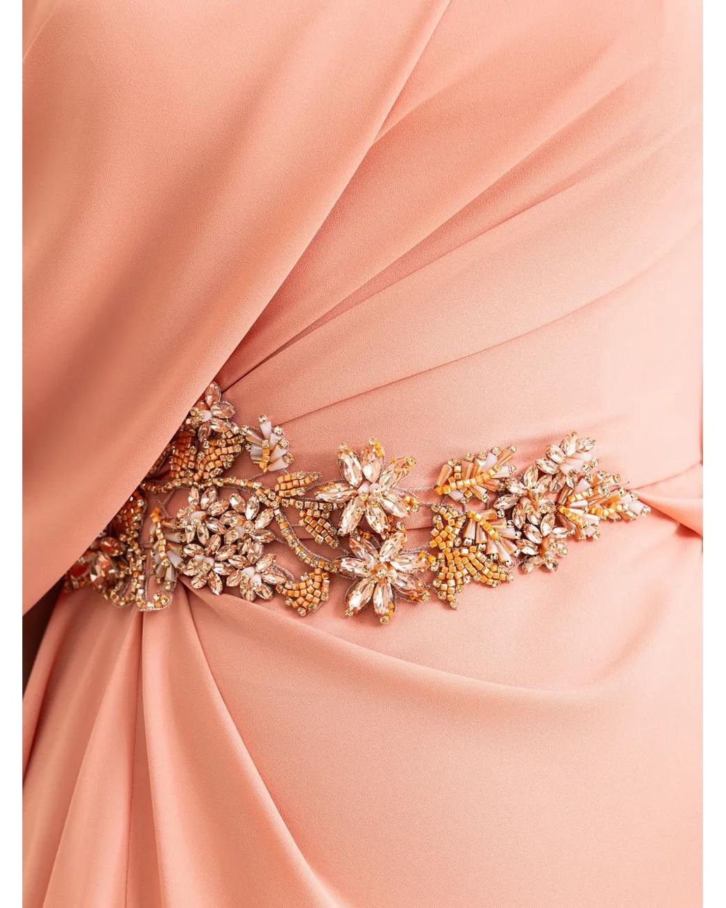 Gemy Maalouf Orange One-Shoulder Draped Maxi Dress