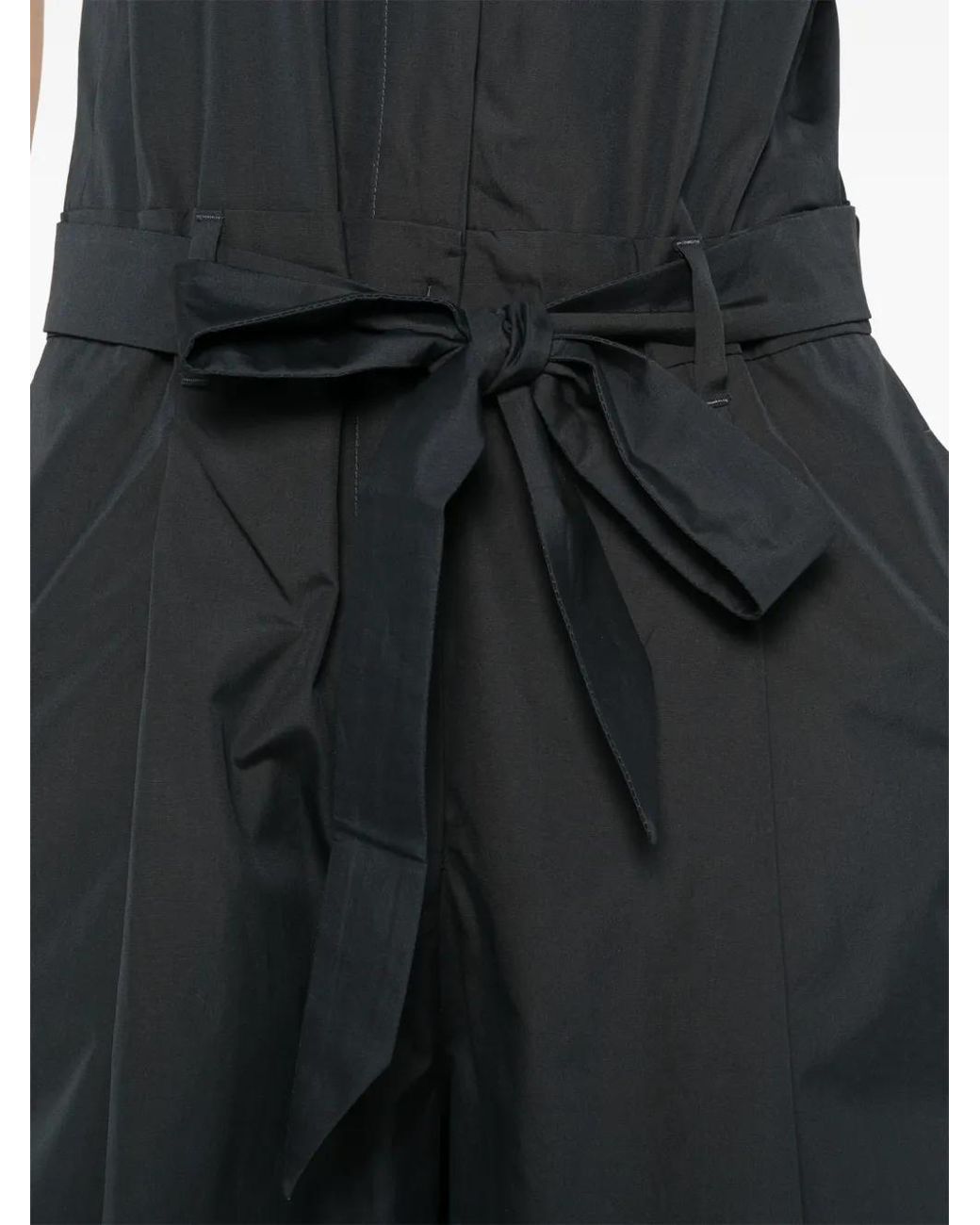 Max Mara Blue V-Neck Belted Jumpsuit