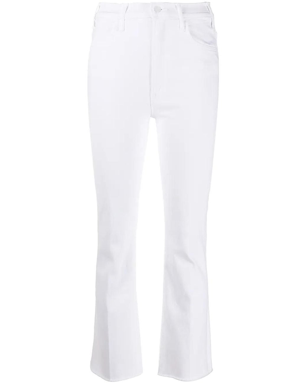 Mother White The Hustler Ankle Fray Jeans