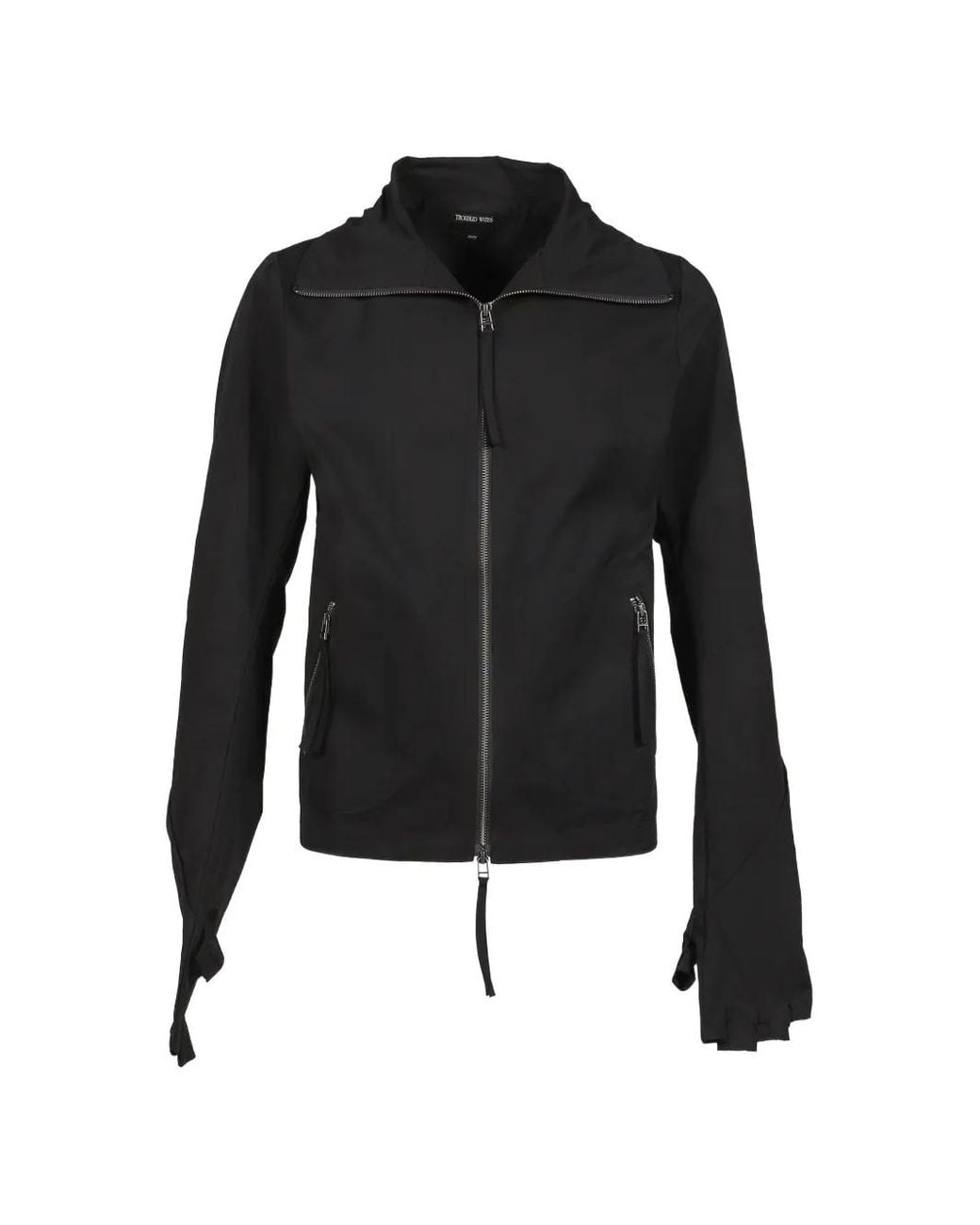 Troubled Waters Black High-Neck Gloved Jacket for men