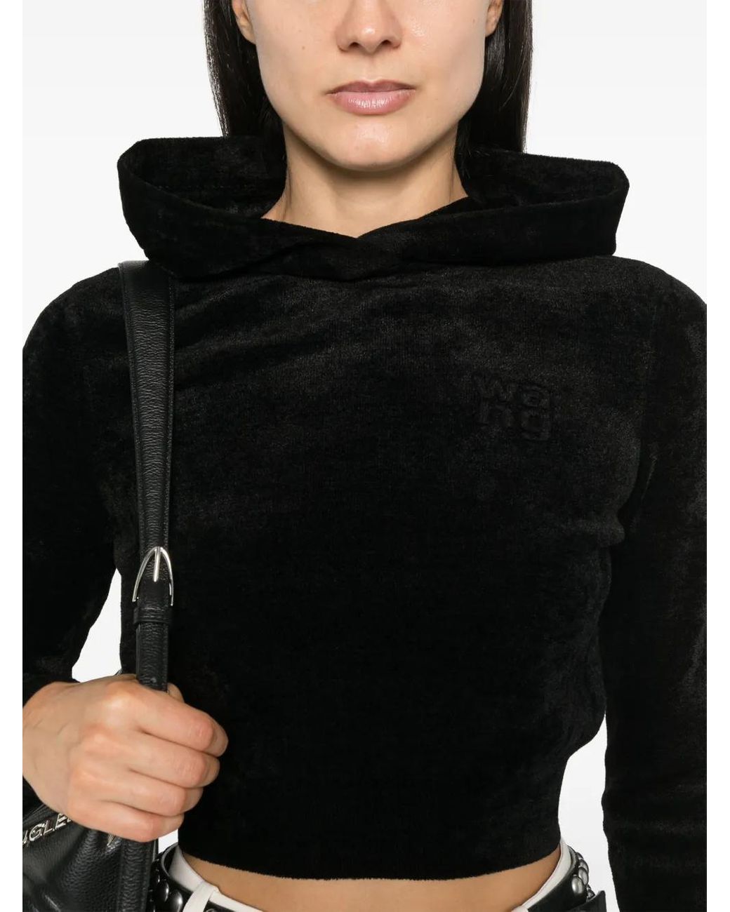 Alexander Wang Black Cropped Hoodie