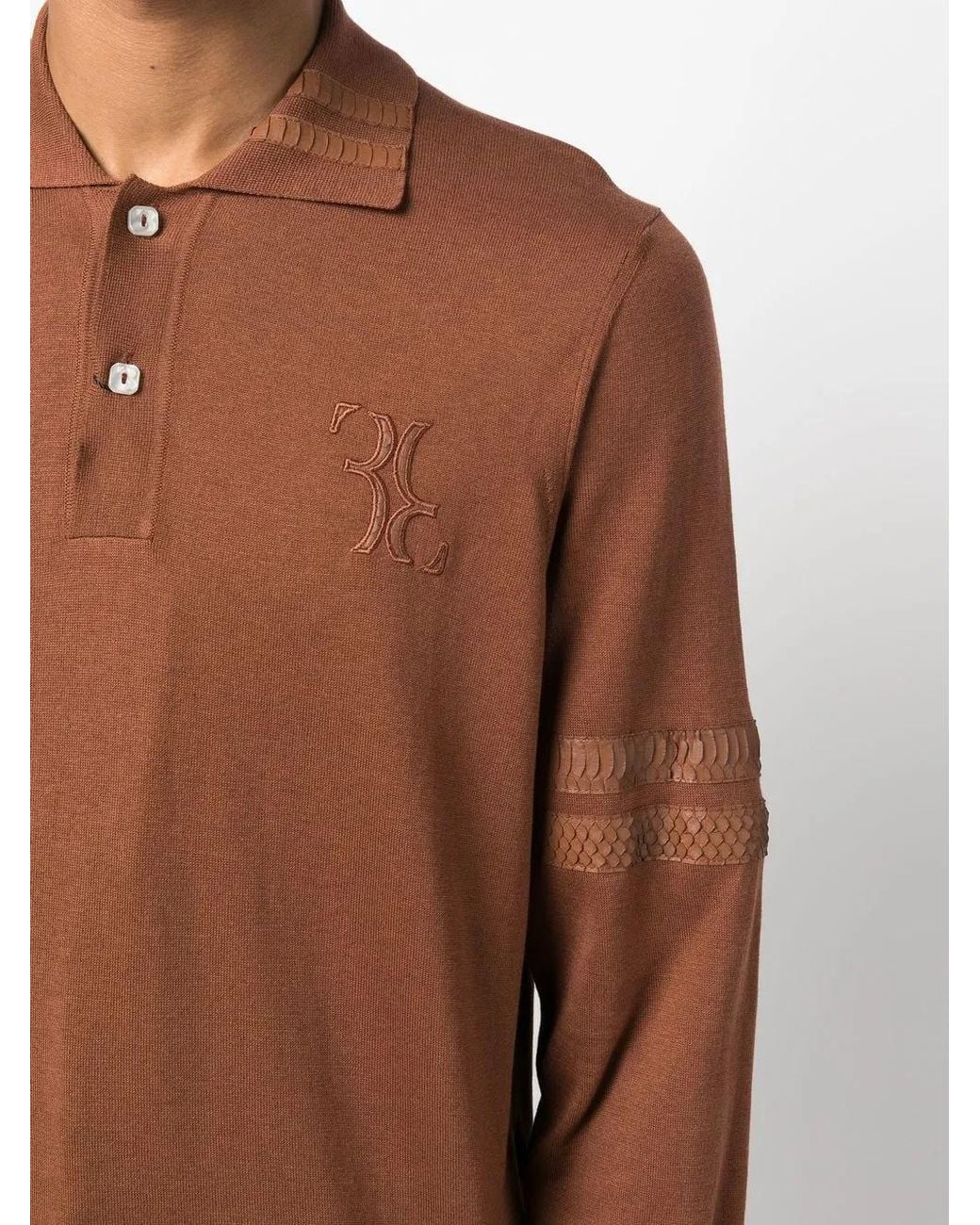 Billionaire Brown Logo-Patch Silk Blend Jumper for men