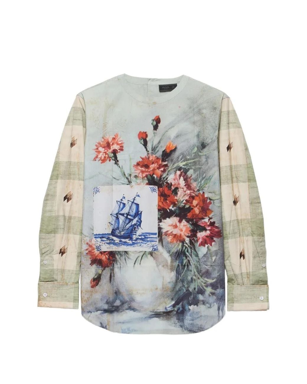 Prada White Printed Cotton Shirt for men
