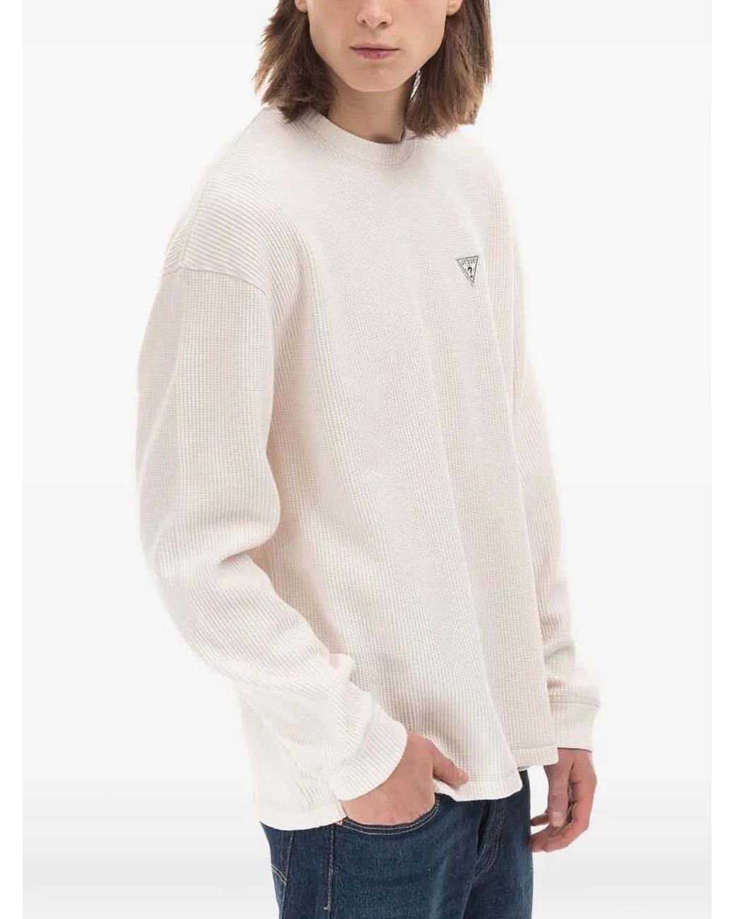 Guess White Logo Waffle T-Shirt for men