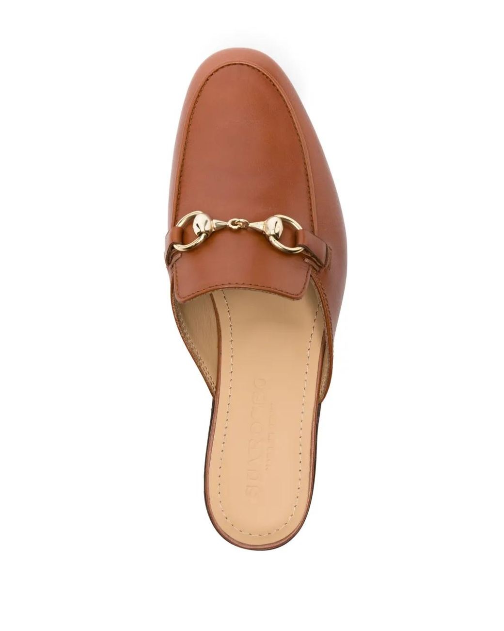 Scarosso Brown Horsebit-Detail Leather Mules