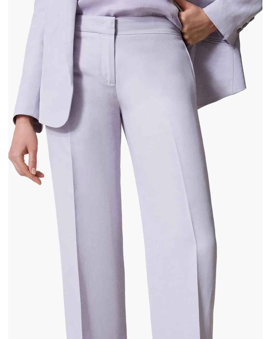 Twinset White Linen-Blend Trousers