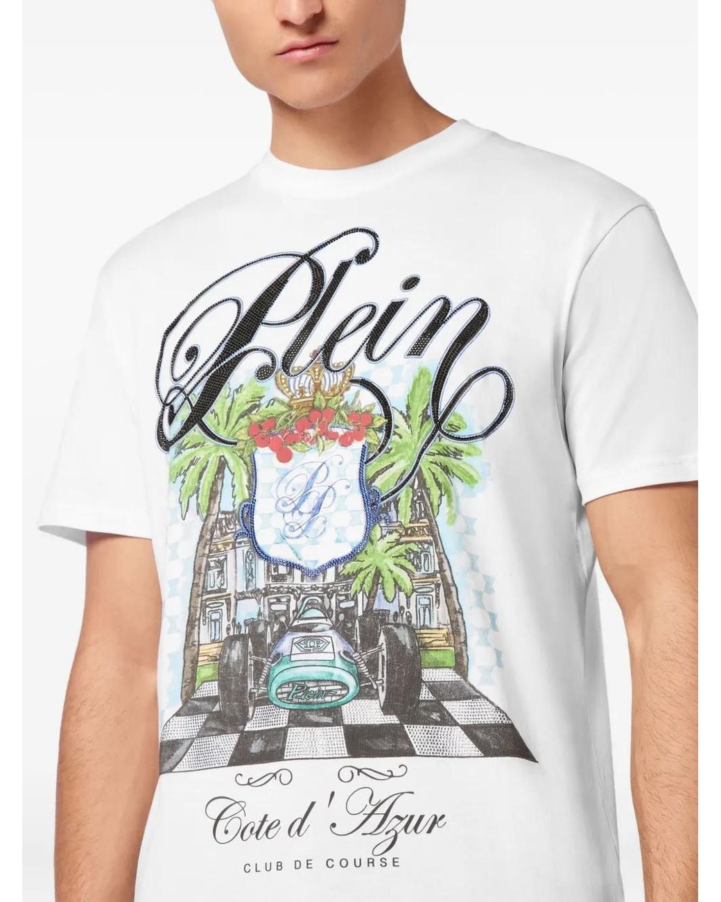 Philipp Plein White Cote D Azur Stones T-Shirt for men