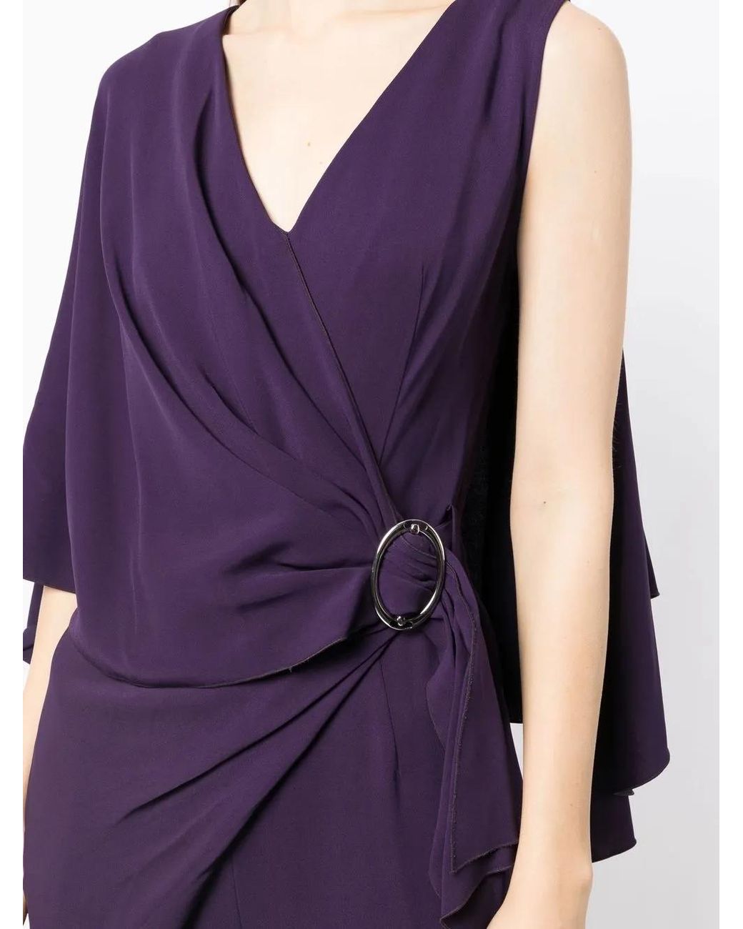 Alberta Ferretti Purple Draped-Detail Sleeveless Jumpsuit