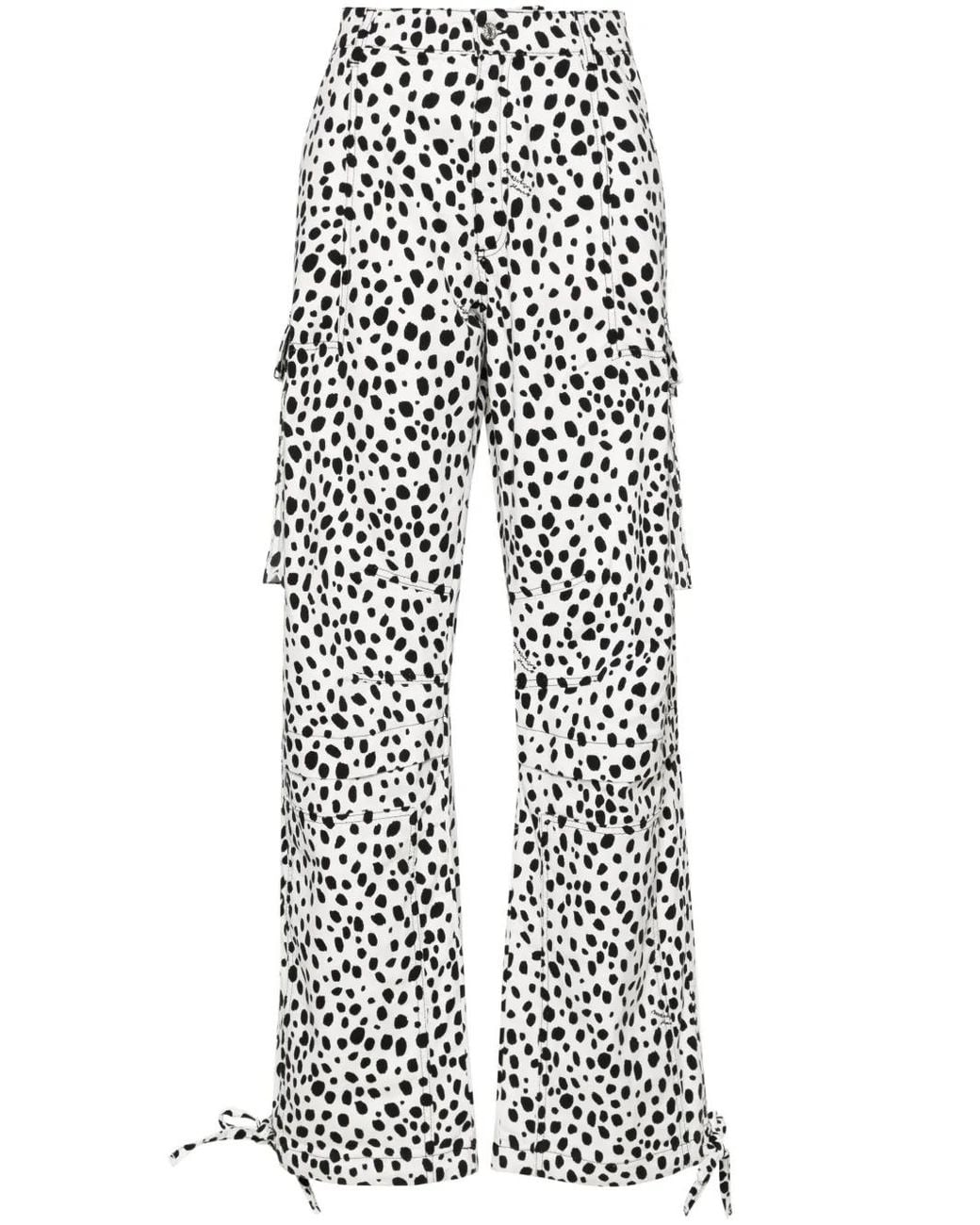 Moschino White Spot-Print Cargo Trousers