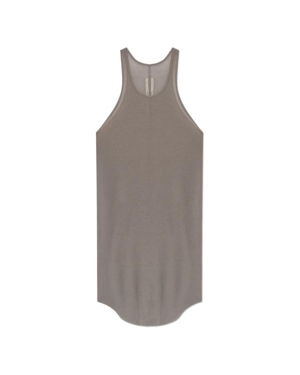 Rick Owens Gray T-Shirt Côtelé À Ourlet Incurvé for men