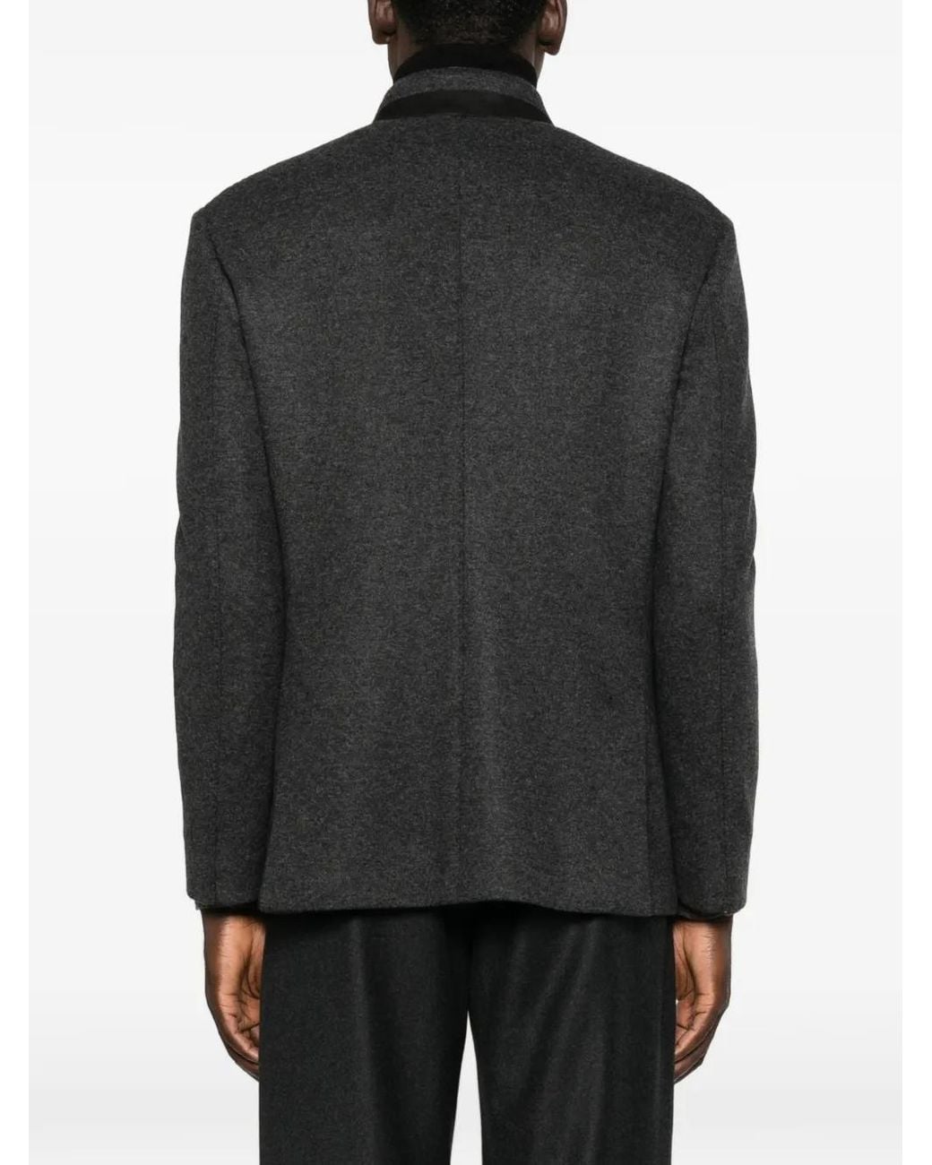 Agnona Black Blazer Boutonné À Col Mao for men