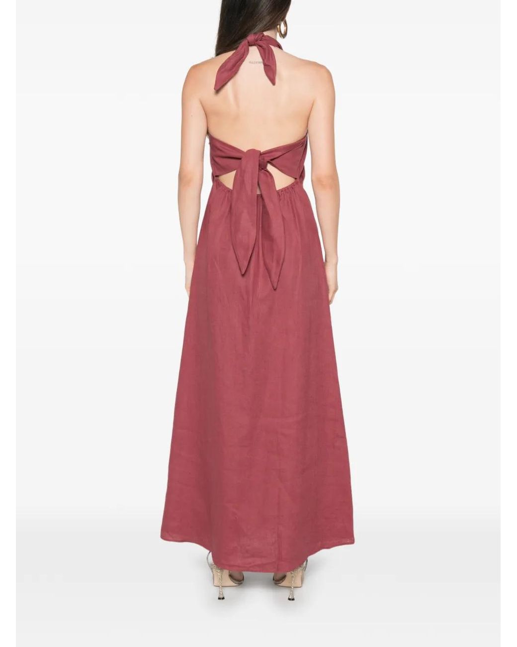 Faithfull The Brand Pink Lourdes Halterneck Maxi Dress