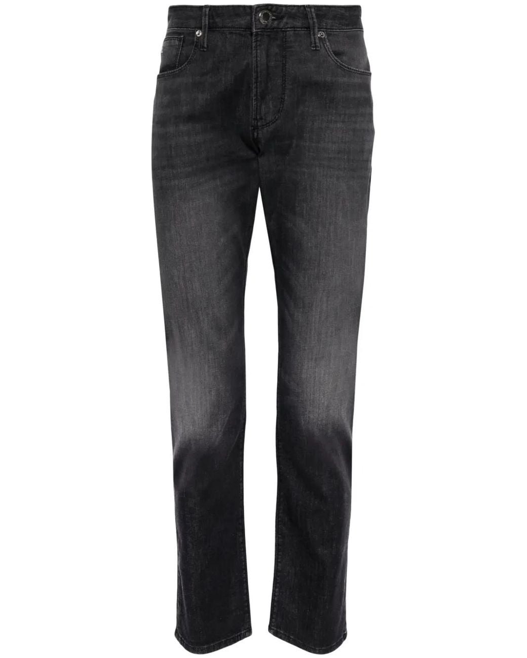 Emporio Armani Gray Mid-Rise Slim-Fit Jeans for men
