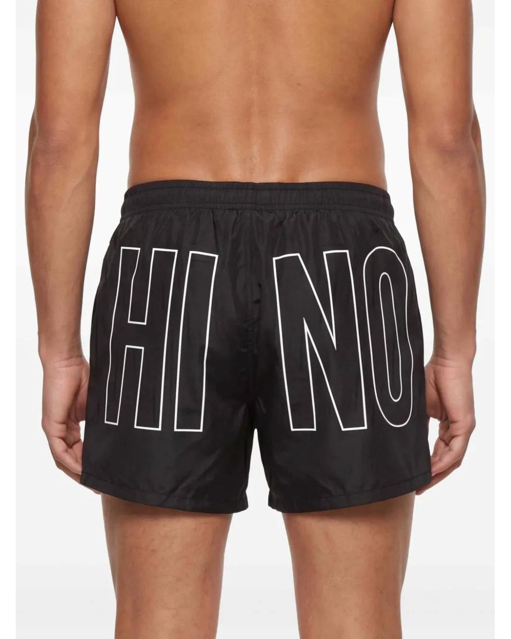 Moschino Black Logo-Print Drawstring Swim Shorts for men