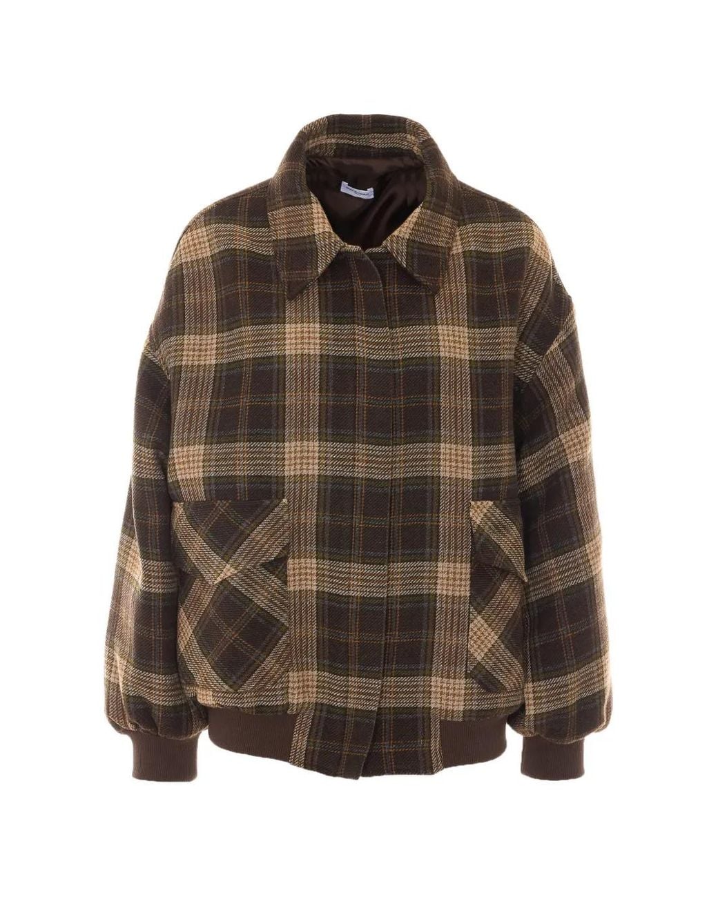 RUE DU BAC Brown Check-Pattern Bomber Jacket