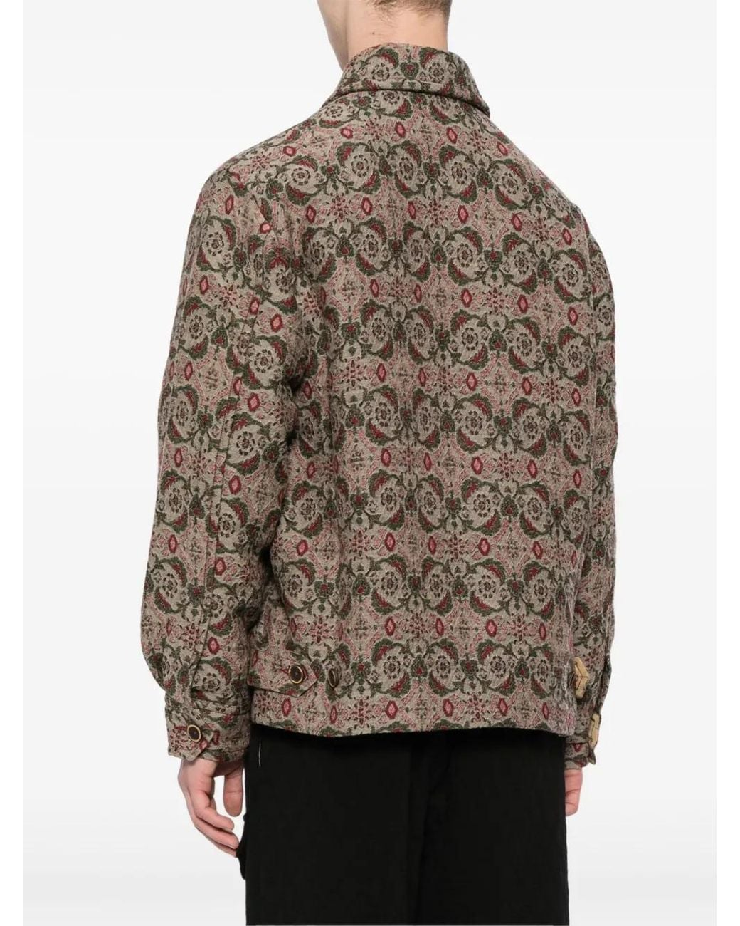 Uma Wang Gray Jacquard-Pattern Shirt Jacket for men
