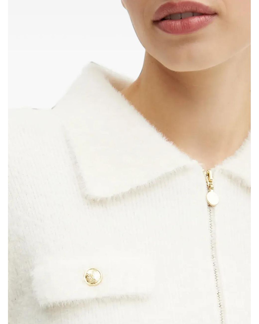 Morgan White Zip-Up Cardigan