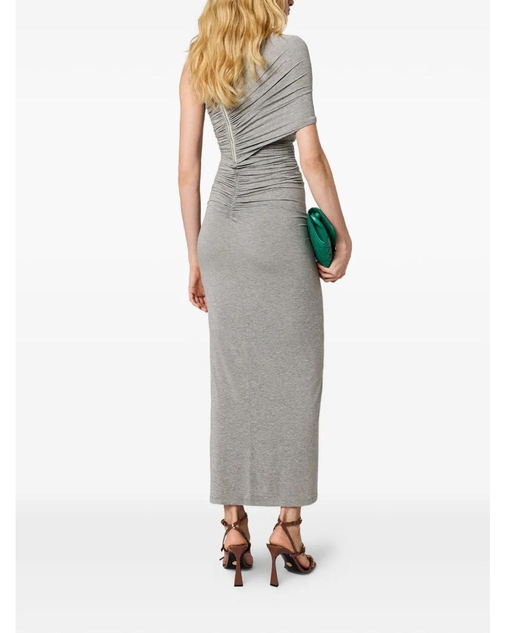 Stella McCartney Gray Draped One-Shoulder Dress