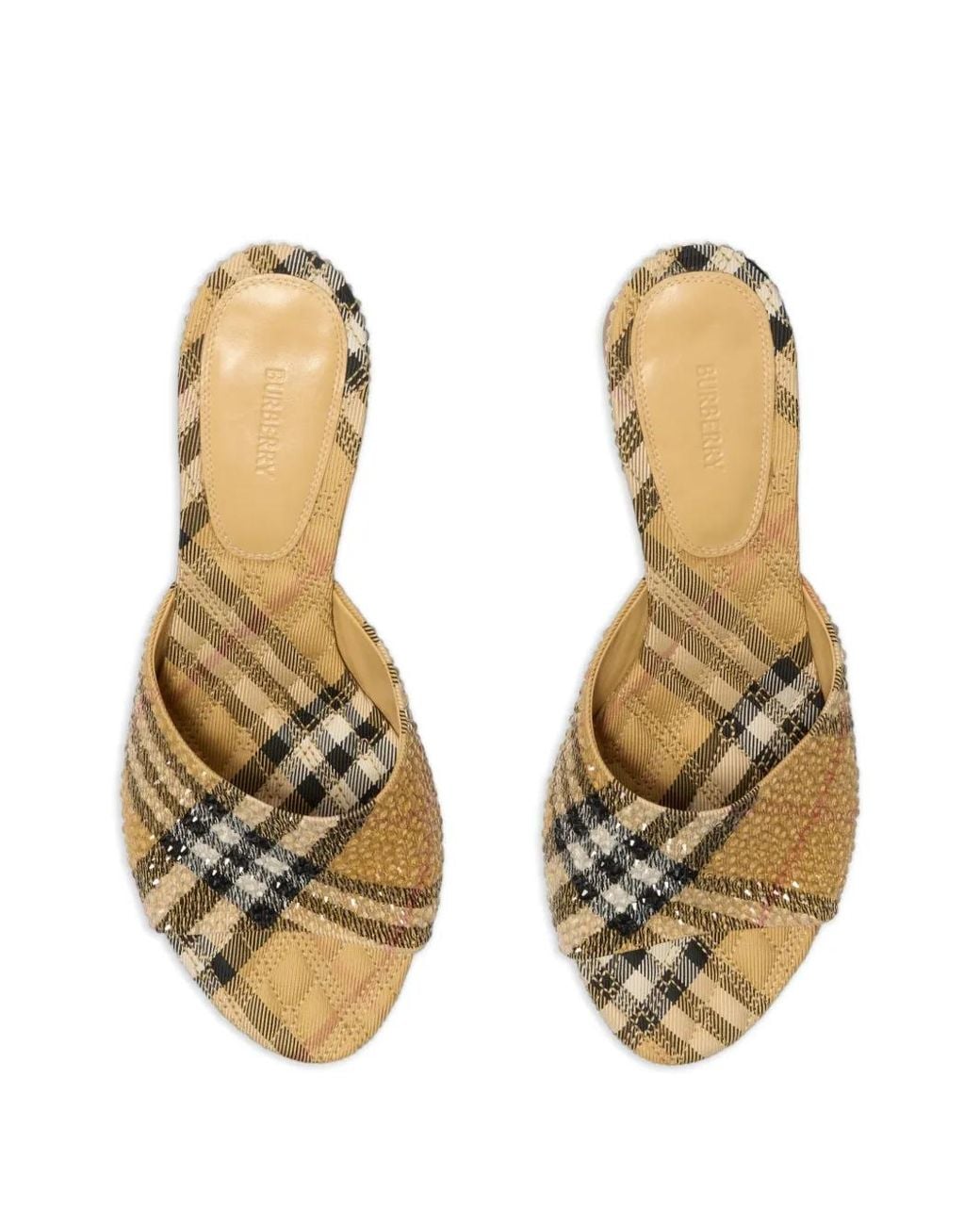 Burberry Metallic Rhinestone Check Sloane Mules