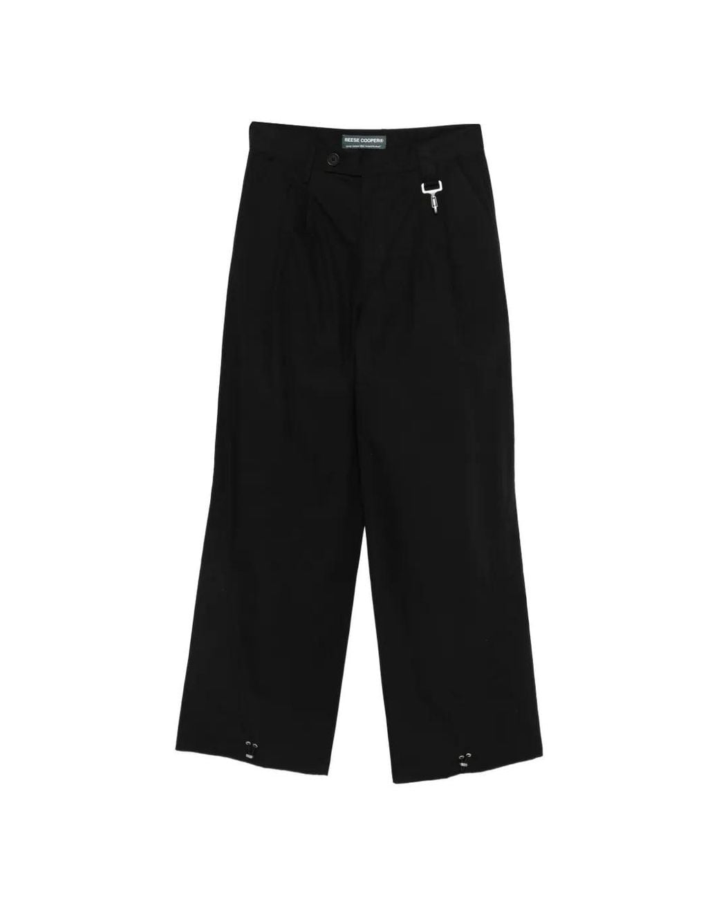 Reese Cooper Black Pleated Ripstop Trousers for men