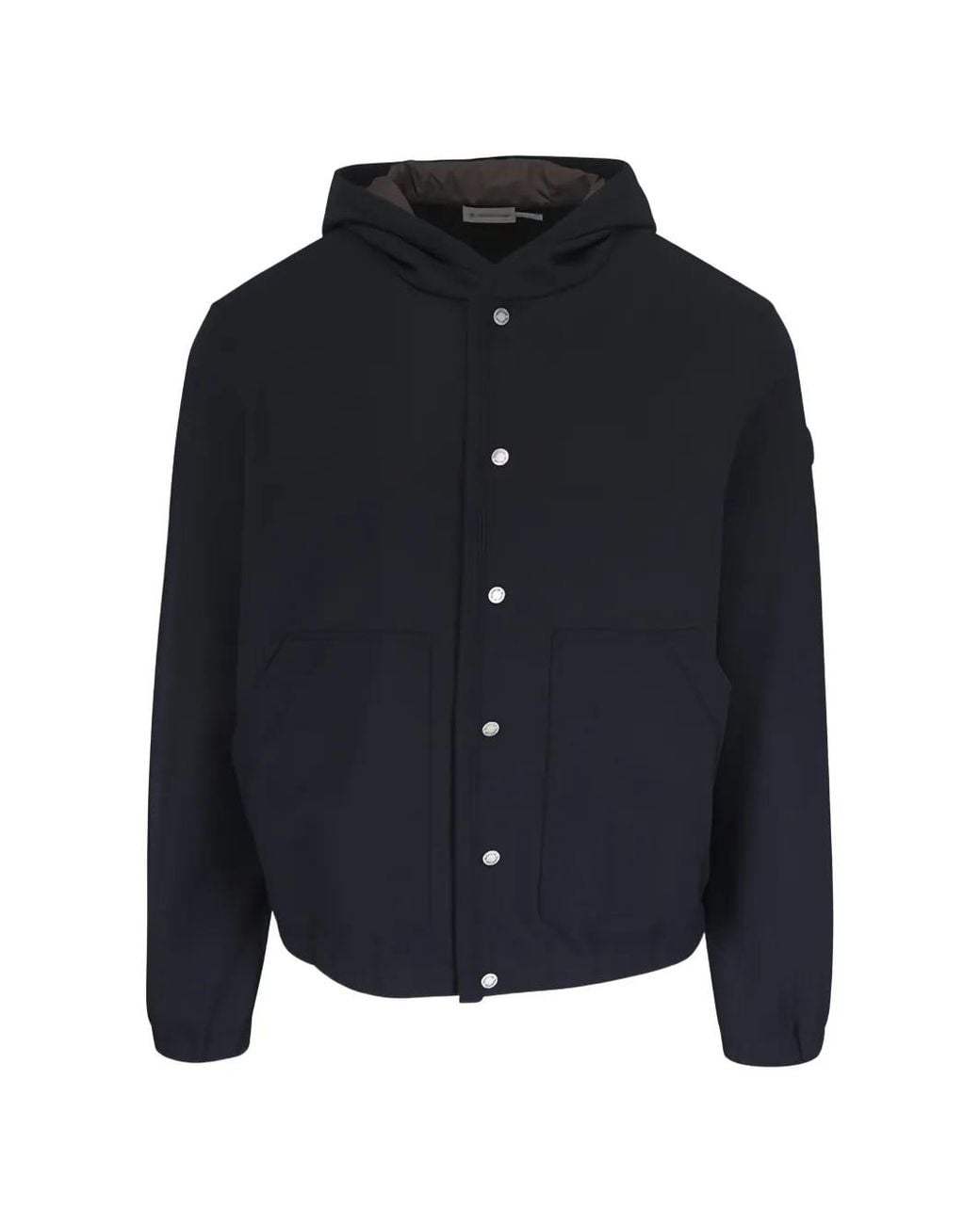 Moncler Blue Hooded Press-Stud Jacket for men