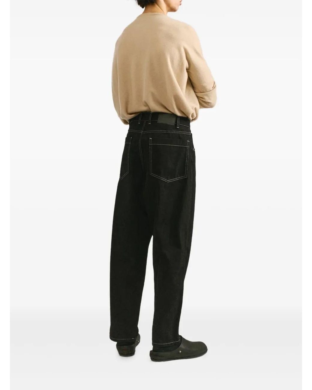 Casey Casey Black Leo Contrast-Stitch Jeans for men