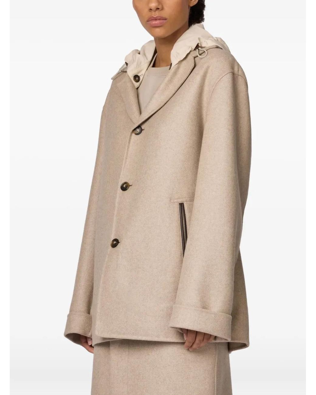 Tod's Natural Hooded Trimmed Jacket