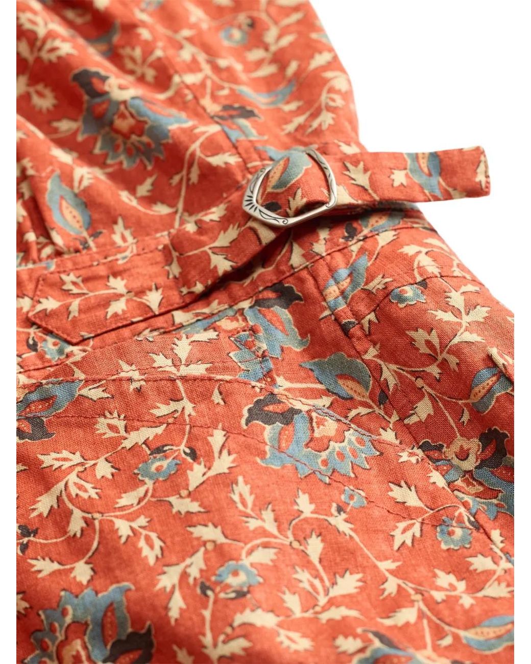 RRL Orange Floral-Print Jumpsuit