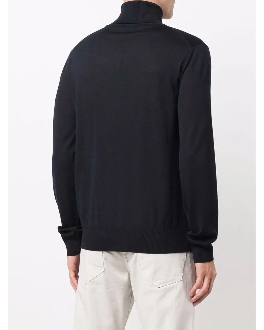 Emporio Armani Blue Wool High Neck Sweater for men