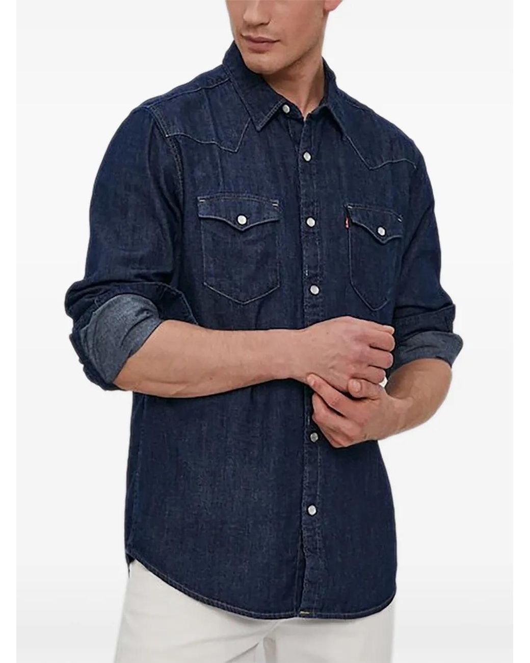 Levi's Blue Buttoned Denim Shirt for men