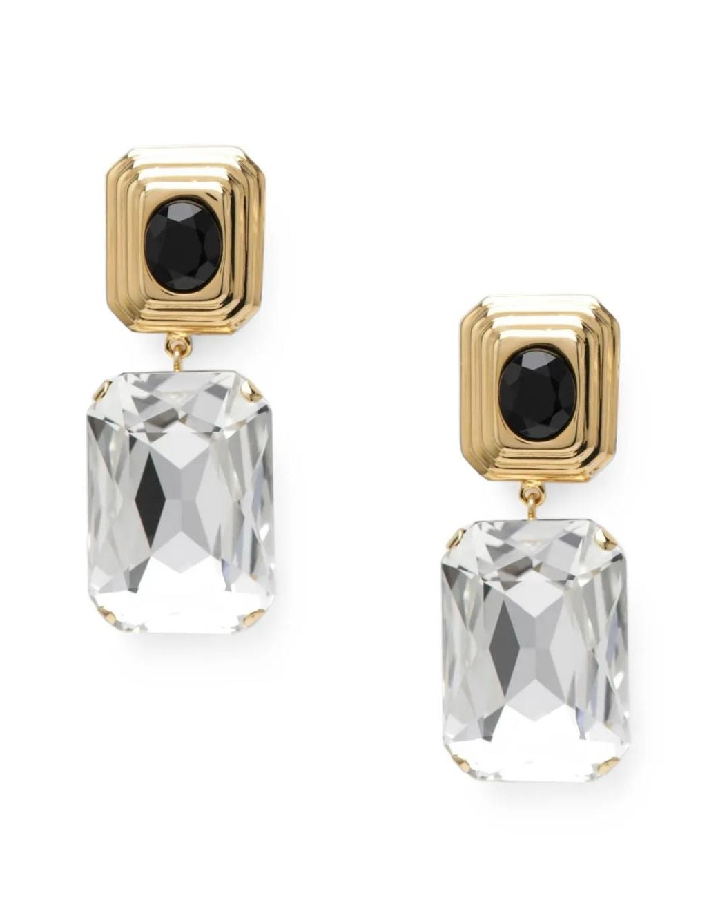 Alessandra Rich Metallic Crystal-Pendant Clip-On Earrings