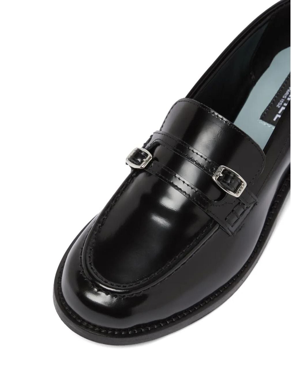 CAREL PARIS Black Gina Buckle-Strap Leather Loafers