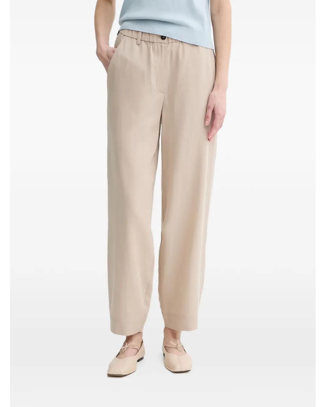 Marc O' Polo Natural Elasticated-Waistband Logo-Patch Trousers