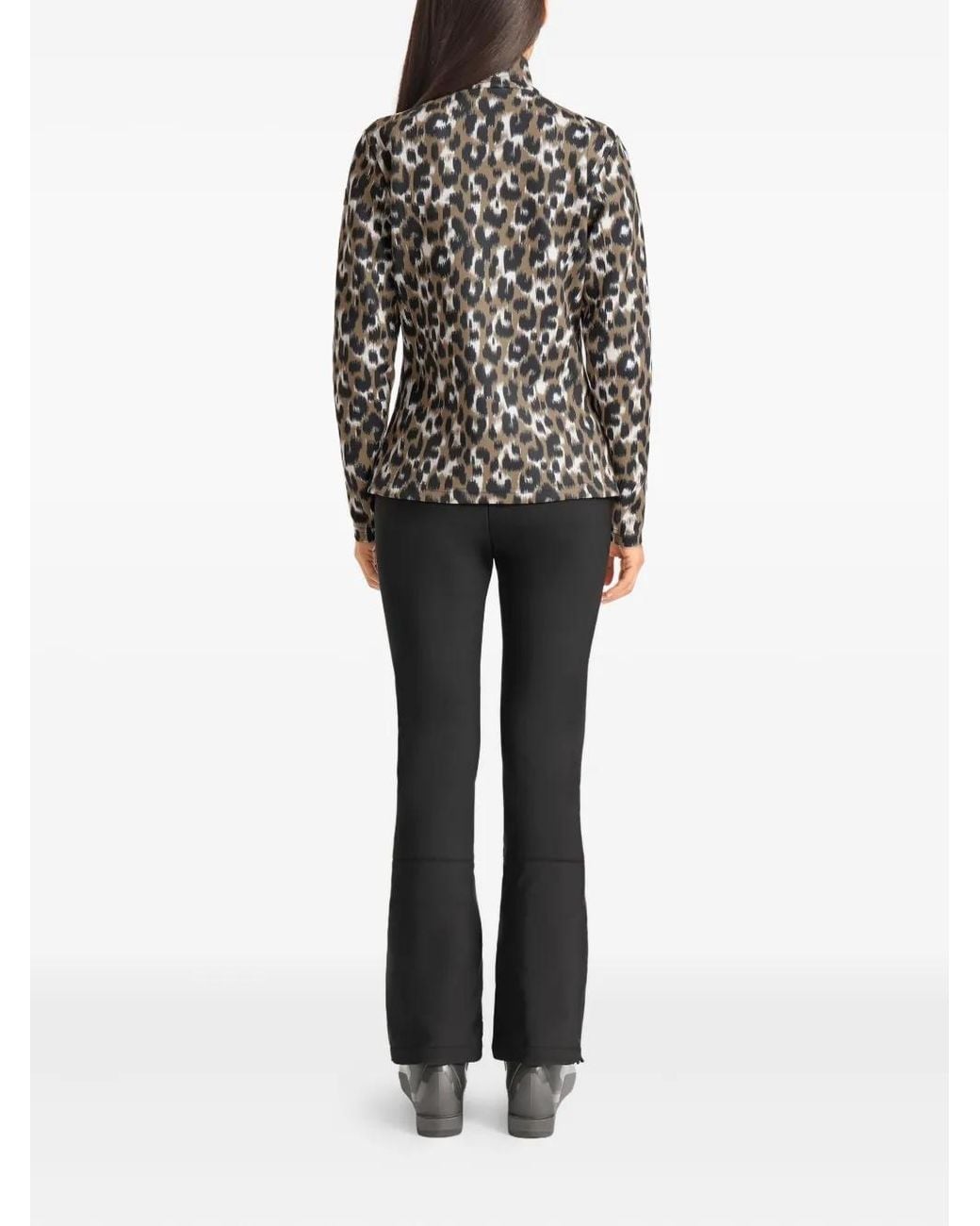 Fusalp Black Leopard-Print High-Neck Ski Top