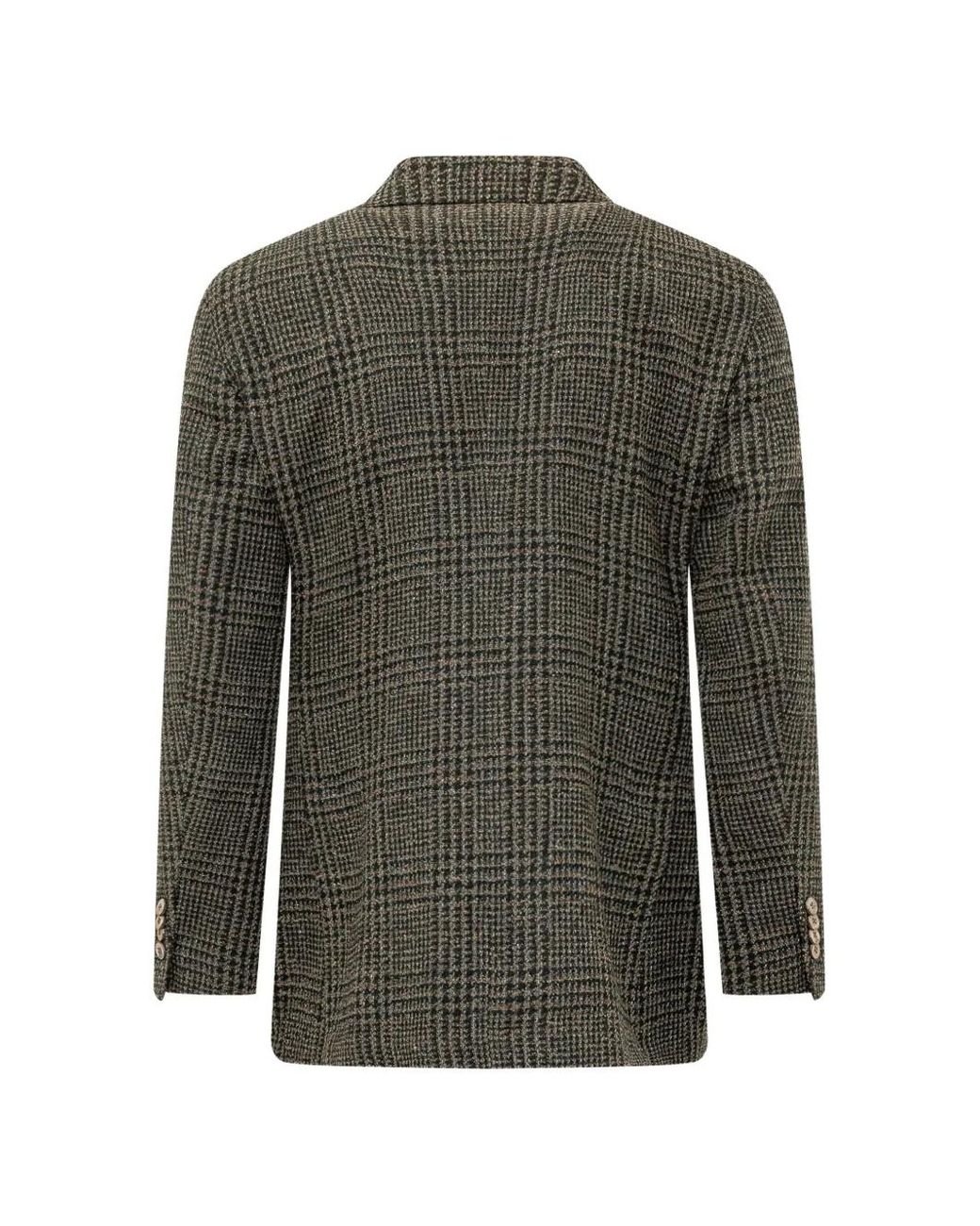 Gabriele Pasini Green Double-Breasted Check-Pattern Jacket for men
