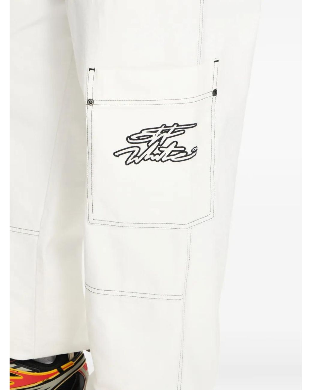 Off-White c/o Virgil Abloh White Script Cotton Cargo Pants for men