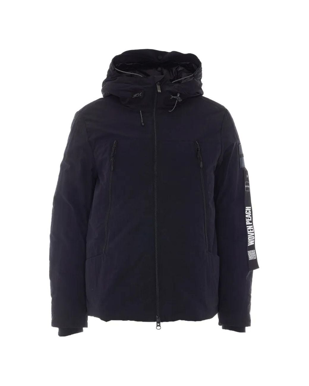 OUTHERE Blue Logo-Patch Hooded Jacket for men