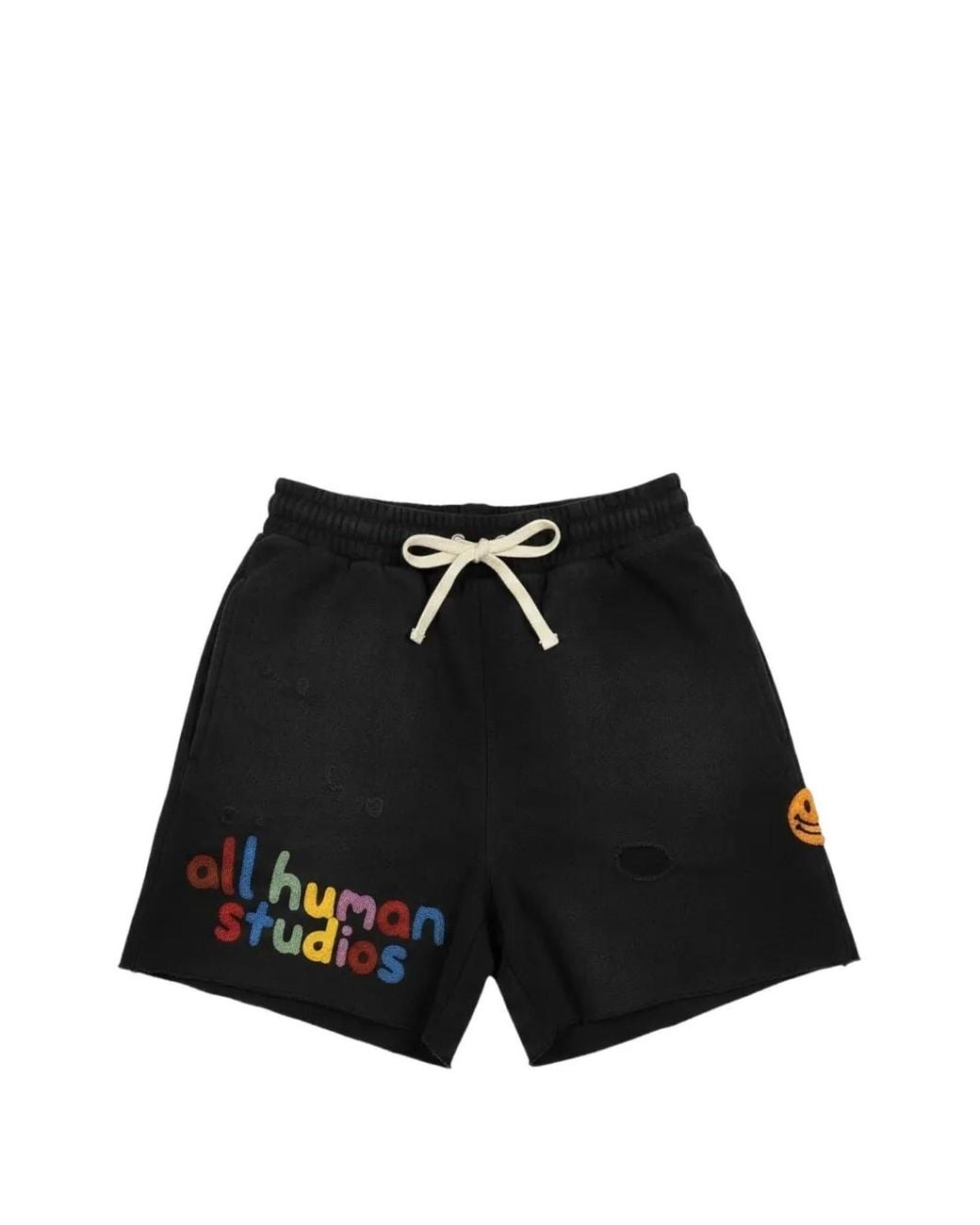 ALL HUMAN Black Honeymoon Embroidered Shorts for men