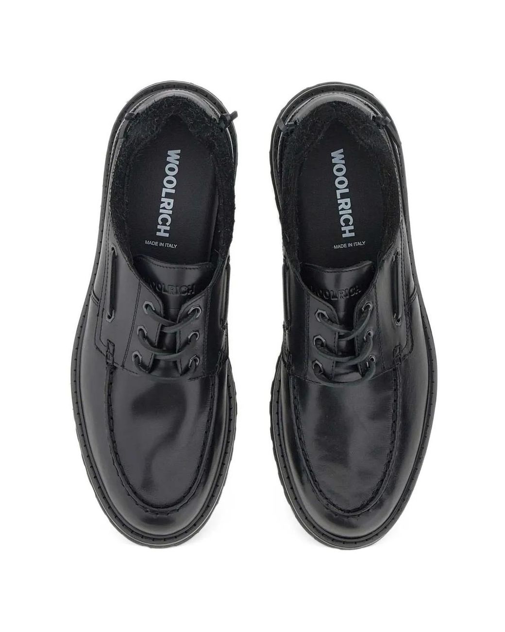 Woolrich Black Lugged Leather Lace-Up Derby Shoes for men