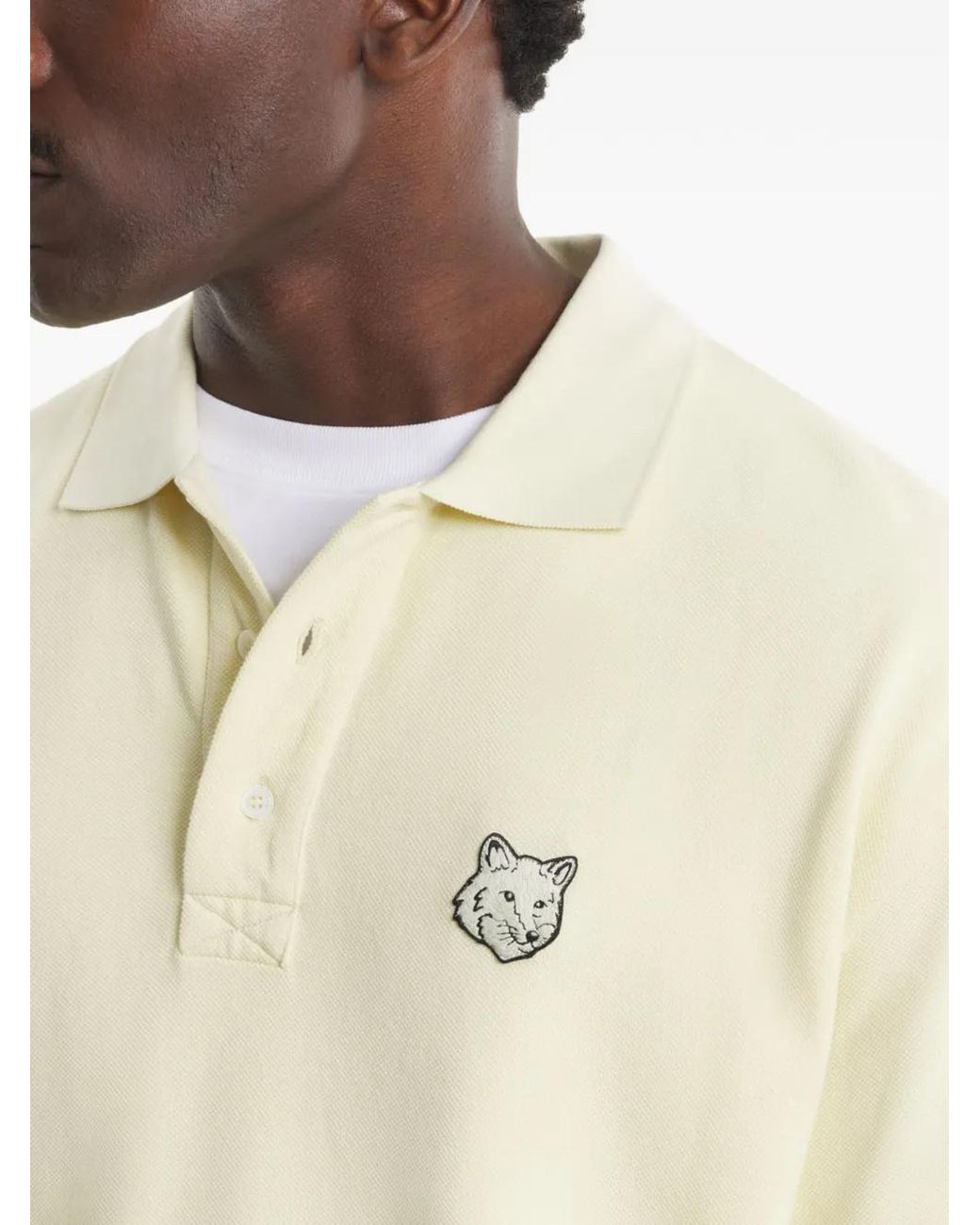 Maison Kitsuné Natural Embroidered Polo Shirt for men