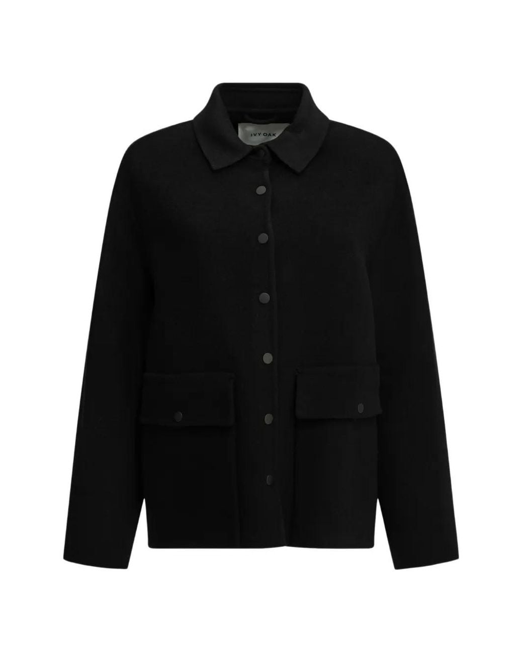 IVY & OAK Black Iojocasta Button-Down Flap-Pocket Jacket