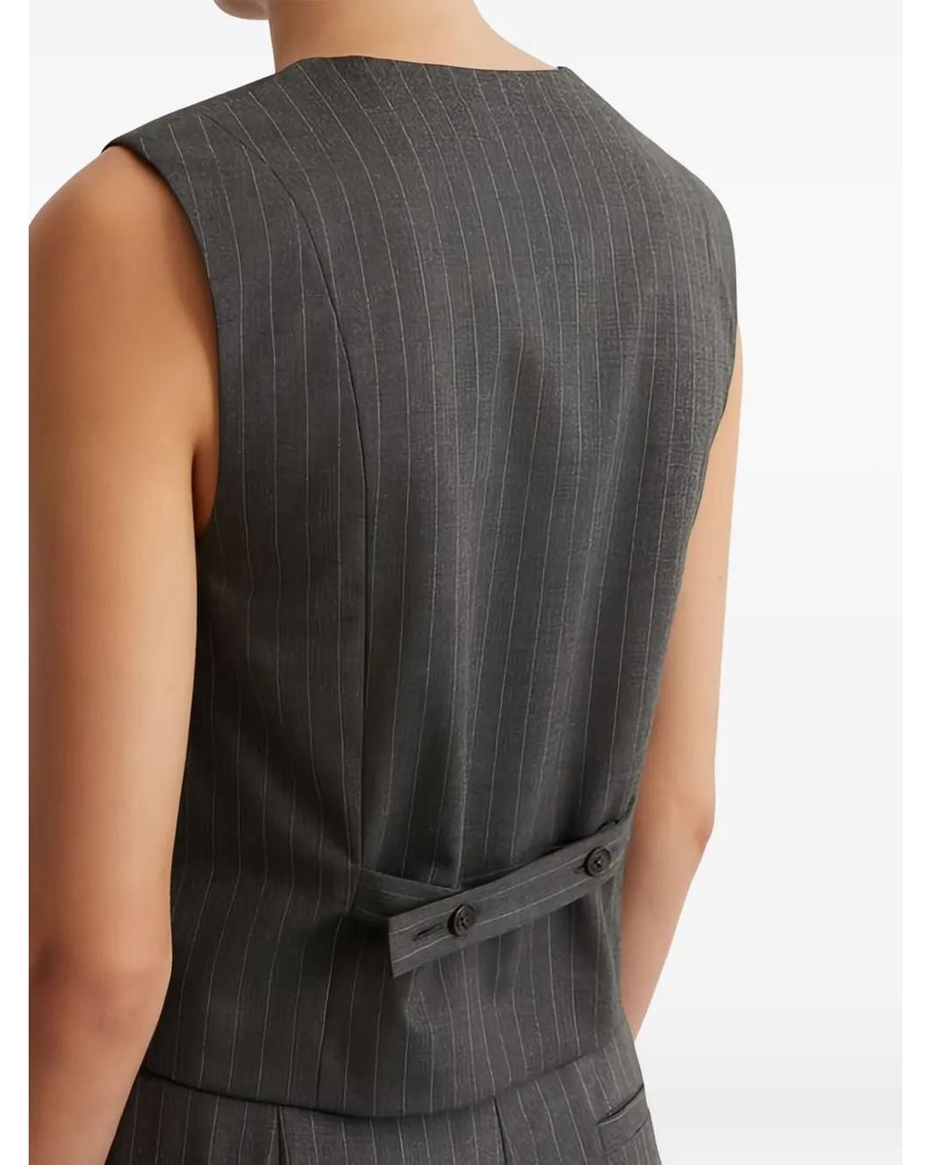 Marc O' Polo Gray Pinstripe Sleeveless Waistcoat