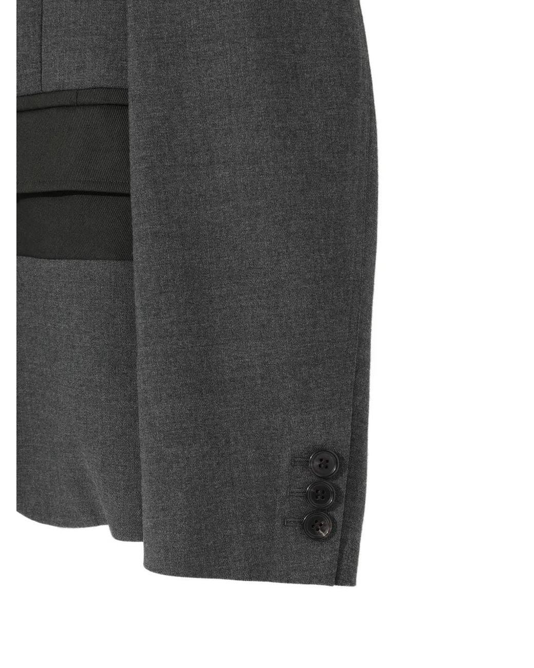 Undercover Gray Panelled Frayed-Detail Blazer for men