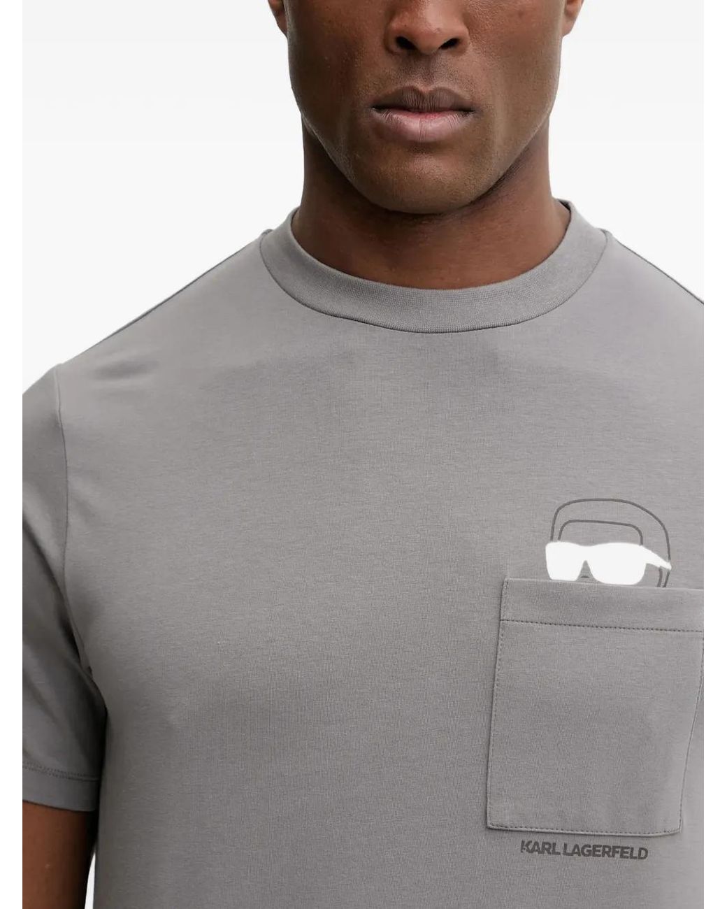 Karl Lagerfeld Gray Graphic-Print T-Shirt for men